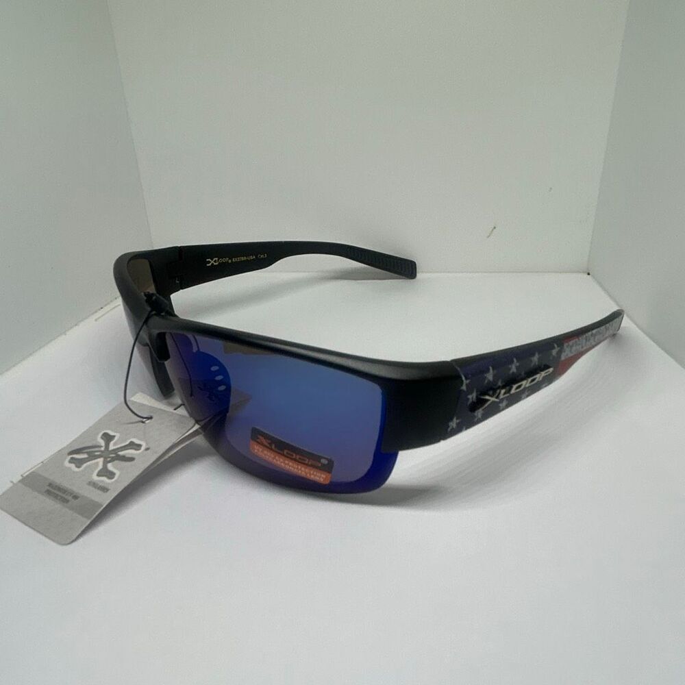 X-Loop Mirrored Patriotic Sport Sunglasses UV400 Protection Wrap Style